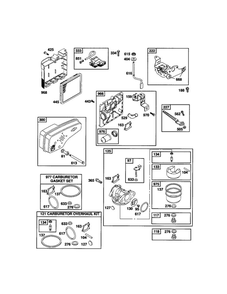 Carburetor/Base/Cover Diagram and Parts List for 122T02-3824-EA  Briggs and Stratton Engine